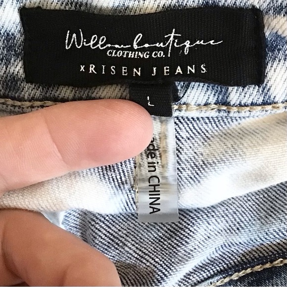 Risen Lg Denim High Rise Women’s Shorts Distressed Light Acid Wash Crossover - Picture 7 of 10